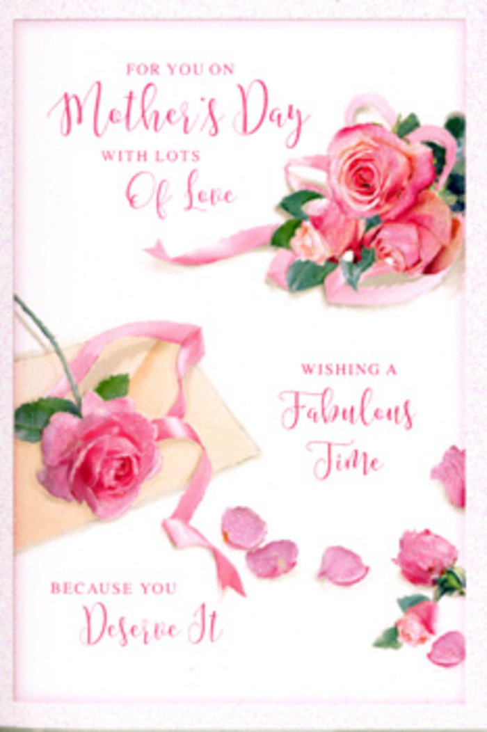A romantic Mother's Day card is shown in close view, its surface adorned with painterly pink roses that appear almost real, as though they've just been gathered from a garden near Yiewsley's leafy pathways. The roses vary in shade from very soft, powdery pink at the outer edges to deeper, more saturated rose tones toward their centres, suggesting full, mature blooms at the peak of their beauty. Their petals overlap in gentle, ruffled layers that seem ready to brush softly against your fingertips. Around the main grouping of roses, a scattering of loose petals drifts across the card's pale background, creating a dreamy, slightly whimsical feeling, like the lingering traces of a bouquet placed lovingly on a bedside table. A slender ribbon in a complementary pastel hue winds delicately between the flowers, its curves echoing the contours of the petals and hinting at the finishing touches a skilled florist might add when preparing a Mother's Day arrangement for delivery across Yiewsley and West Drayton. In the open space above and beside the blooms, a flowing, hand-lettered message celebrates Mother's Day with warm, graceful script, each letter slightly varied as if written by hand rather than printed. Subtle shading and highlights give the illusion of soft natural light, perhaps reminiscent of a calm morning by the canal, lending depth and making the roses stand out against the calm white ground. The overall impression is one of tenderness, gratitude, and quiet elegance, as though the card itself were a bouquet of pink roses captured on paper, ready to accompany a fresh arrangement delivered locally.