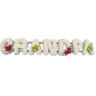 A beautifully composed funeral flower tribute spells out "GRANDPA" in large, sculpted letters, arranged in a horizontal line on a bright white background that makes the colours and textures appear clean and defined. Every letter is padded with dense clusters of small white chrysanthemums, their soft, rounded petals overlapping to form a deep, cushiony surface that feels gentle to the eye, echoing the tenderness of family goodbyes in Yiewsley. A narrow edging of light lavender-purple ribbon traces the outer shape of each character, adding a faint wash of colour and a sense of refinement, as if framing the word in quiet dignity. Into this sea of white, the florist has woven carefully chosen highlights. In the sweeping curve of the G sits a tight handful of three to four deep red roses surrounded by glossy foliage, drawing the gaze immediately to a symbol of heartfelt, enduring love. The D repeats this motif with its own cluster of deep red roses, creating a balance that anchors the centre of the tribute. On the first A and the final A, slender stems of yellow-green orchids, some brushed with russet tones at the throat, add a graceful, slightly exotic flourish, almost like a whispered memory of special moments shared. Slim metal or wooden bars, mostly concealed beneath the flowers, link the letters to form one steady, continuous piece ready to rest at a funeral, cremation, or graveside around Yiewsley, West Drayton, or Stockley Park. The tribute combines calm white, passionate red, and sophisticated orchid tones to express love, gratitude, and a respectful final farewell to a cherished grandfather.